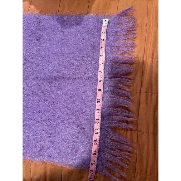 Vintage Glentana Purple Mohair Wool Scarf With Fringe - Picture 7 of 8